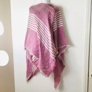 Pink Striped Fringe Wrap Scarf